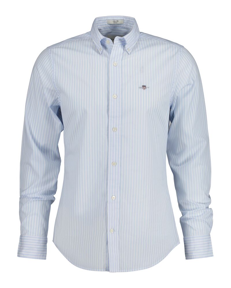 Slim Fit  Classic Short Sleeve  Striped Poplin Shirt