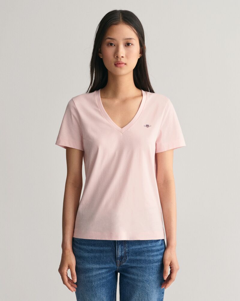 Shield V-Neck T-Shirt Faded Pink / S