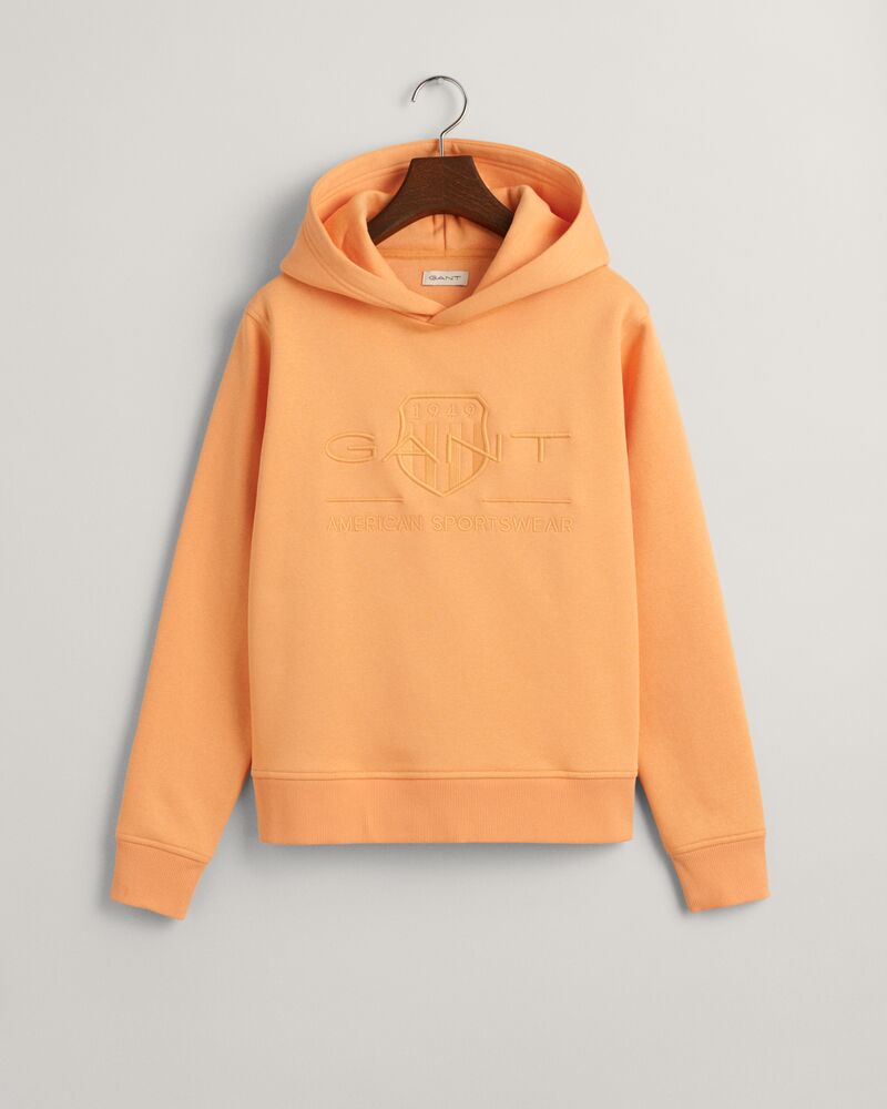 Tonal Shield Hoodie Coral Apricot / 134/140