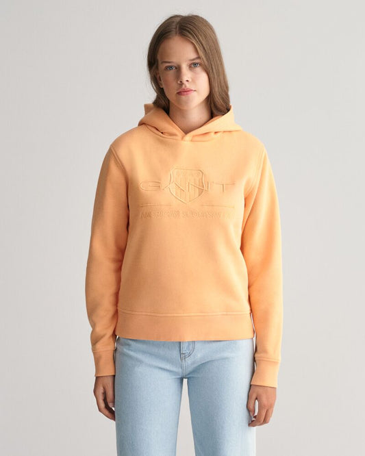 Tonal Shield Hoodie Coral Apricot / 134/140