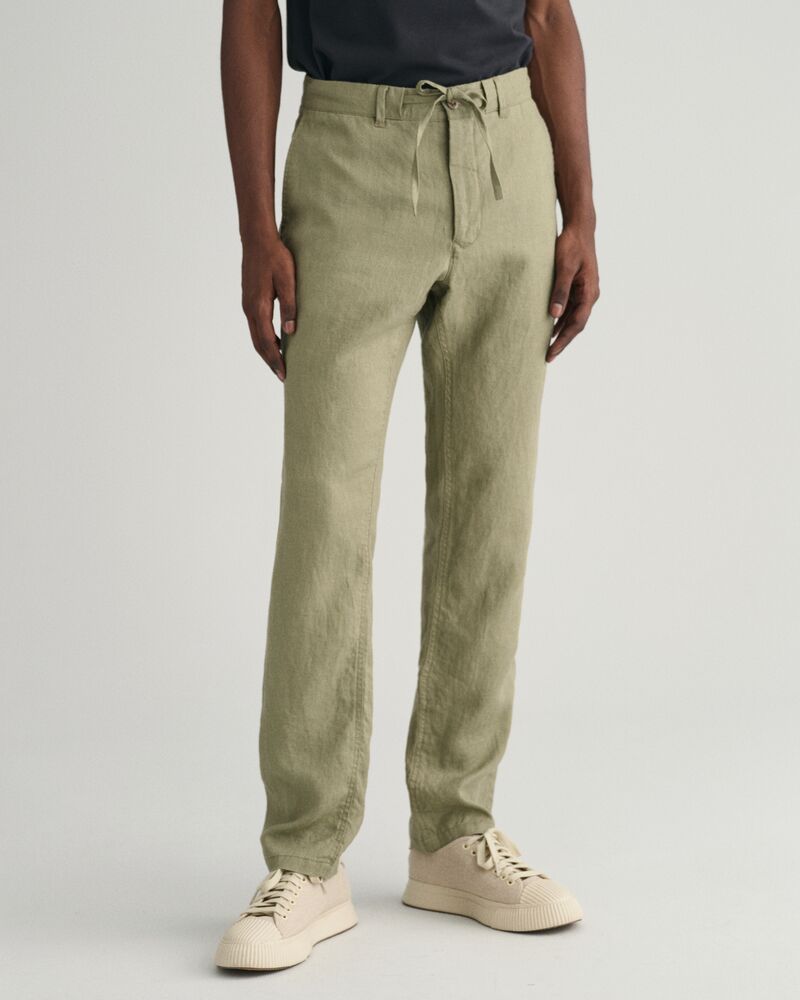 Relaxed Fit Linen Drawstring Pants S / DRIED CLAY