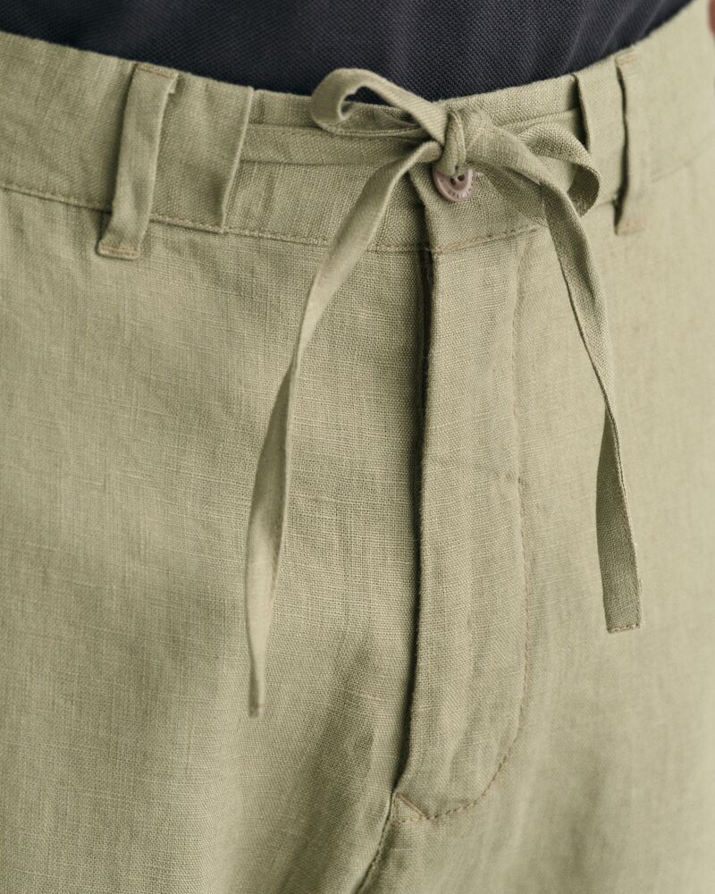 Relaxed Fit Linen Drawstring Pants S / DRIED CLAY