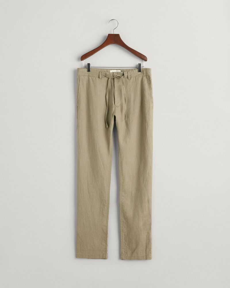 Relaxed Fit Linen Drawstring Pants S / DRIED CLAY