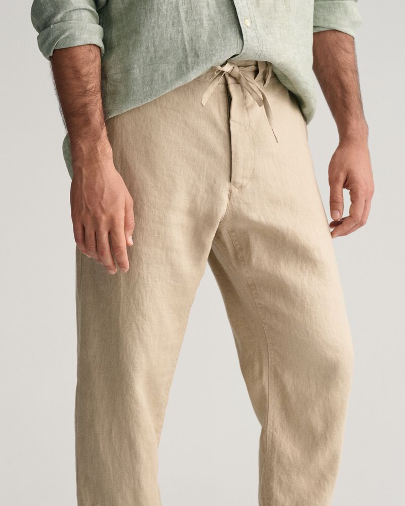 Relaxed Fit Linen Drawstring Pants S / DRY SAND