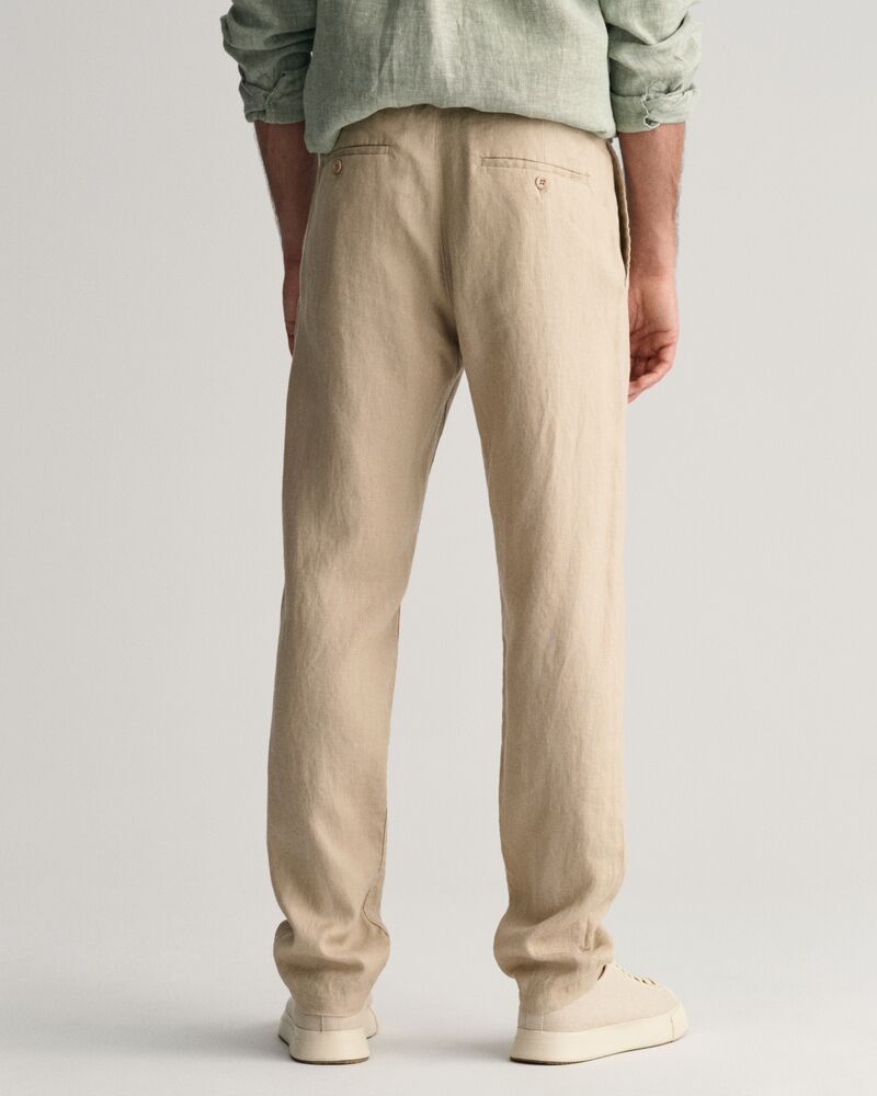 Relaxed Fit Linen Drawstring Pants S / DRY SAND