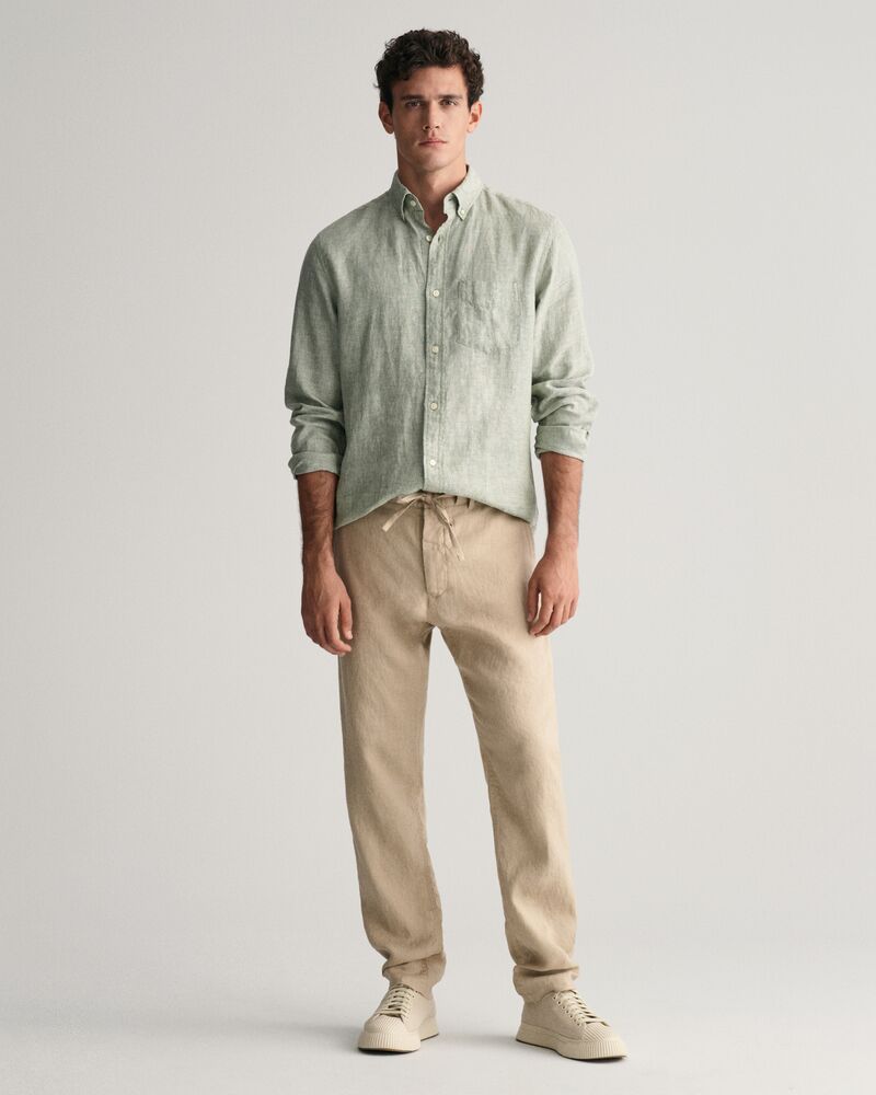 Relaxed Fit Linen Drawstring Pants S / DRY SAND