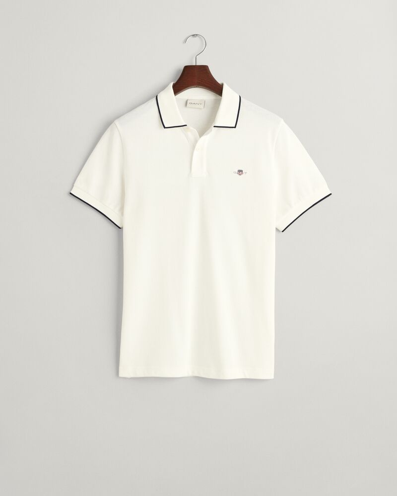Framed Tipped Piqué Polo Shirt S / EGGSHELL