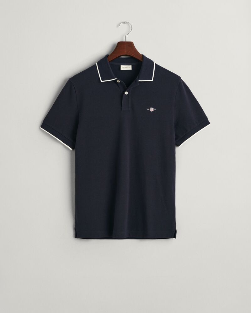 Framed Tipped Piqué Polo Shirt S / EVENING BLUE