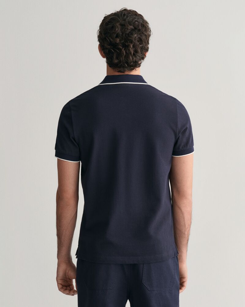 Framed Tipped Piqué Polo Shirt S / EVENING BLUE