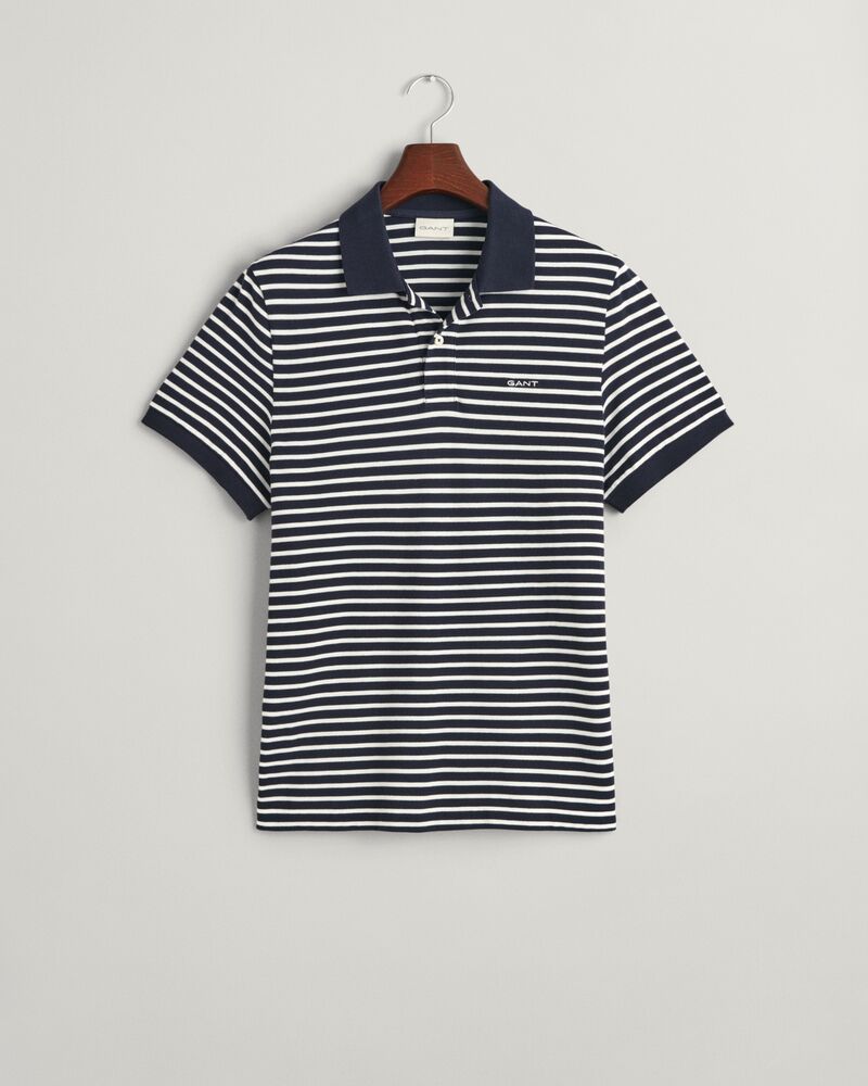 Striped Piqué Polo Shirt S / EVENING BLUE