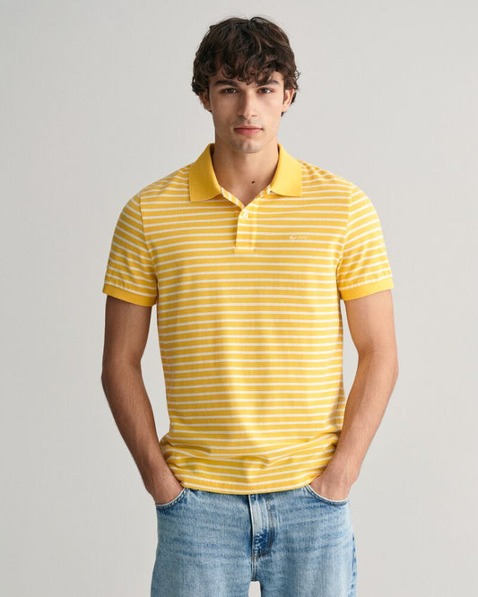 Striped Piqué Polo Shirt S / SMOOTH YELLOW