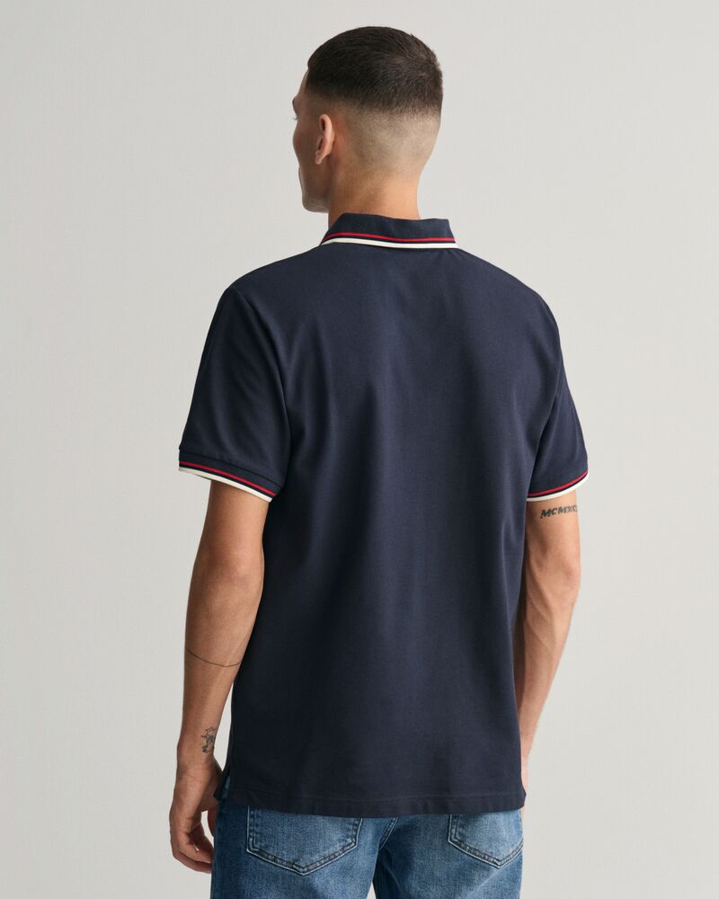 2-Color Tipped Piqué Polo Shirt Evening Blue / S