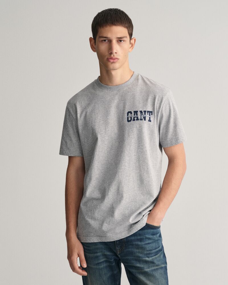 GANT Arch Script Graphic T-Shirt Grey Melange / S