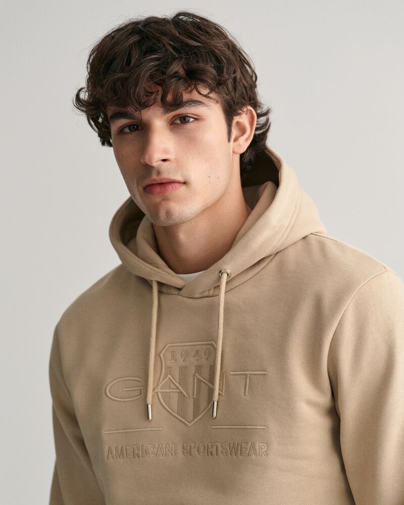 Tonal Shield Hoodie Concrete Beige / S