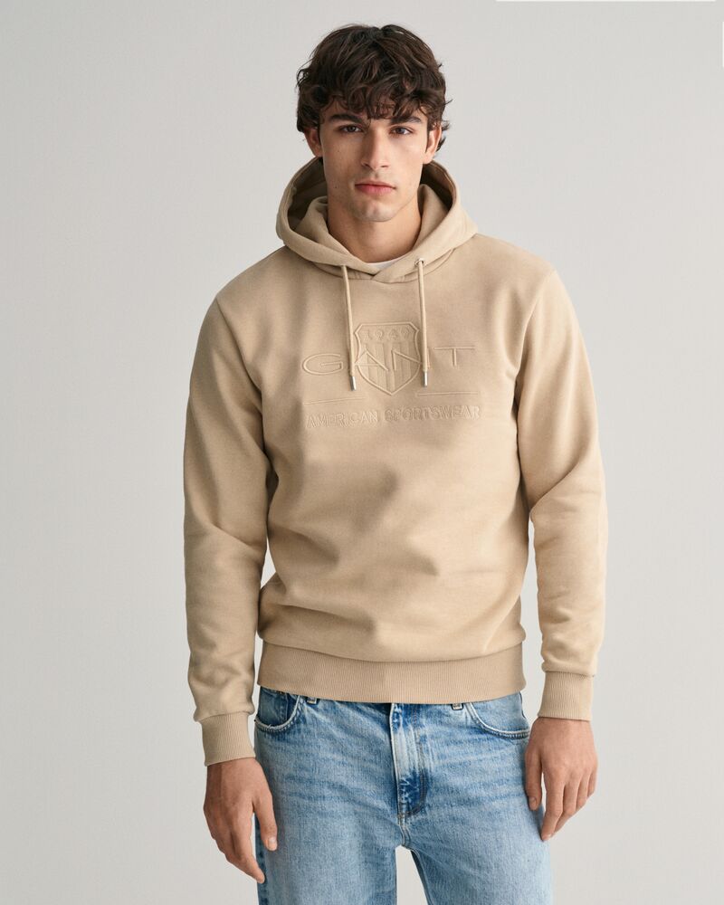 Tonal Shield Hoodie Concrete Beige / S