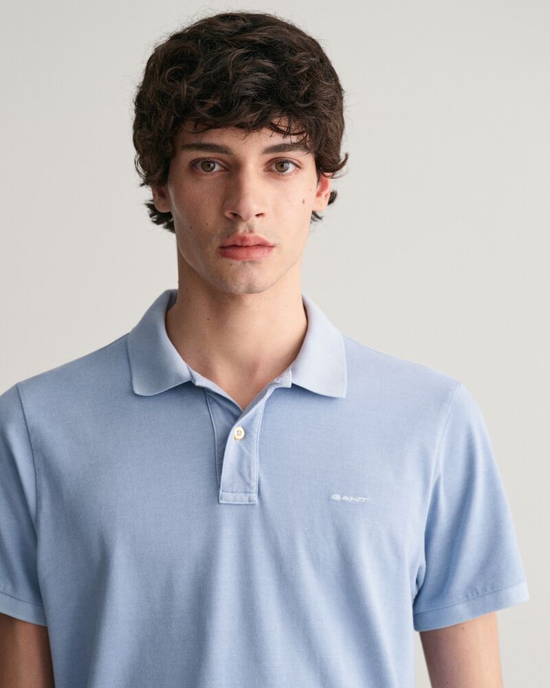 Sunfaded Piqué Polo Shirt Dove Blue / S