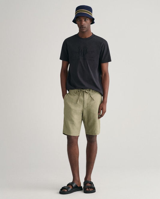 Relaxed Fit Linen Drawstring Shorts S / DRIED CLAY