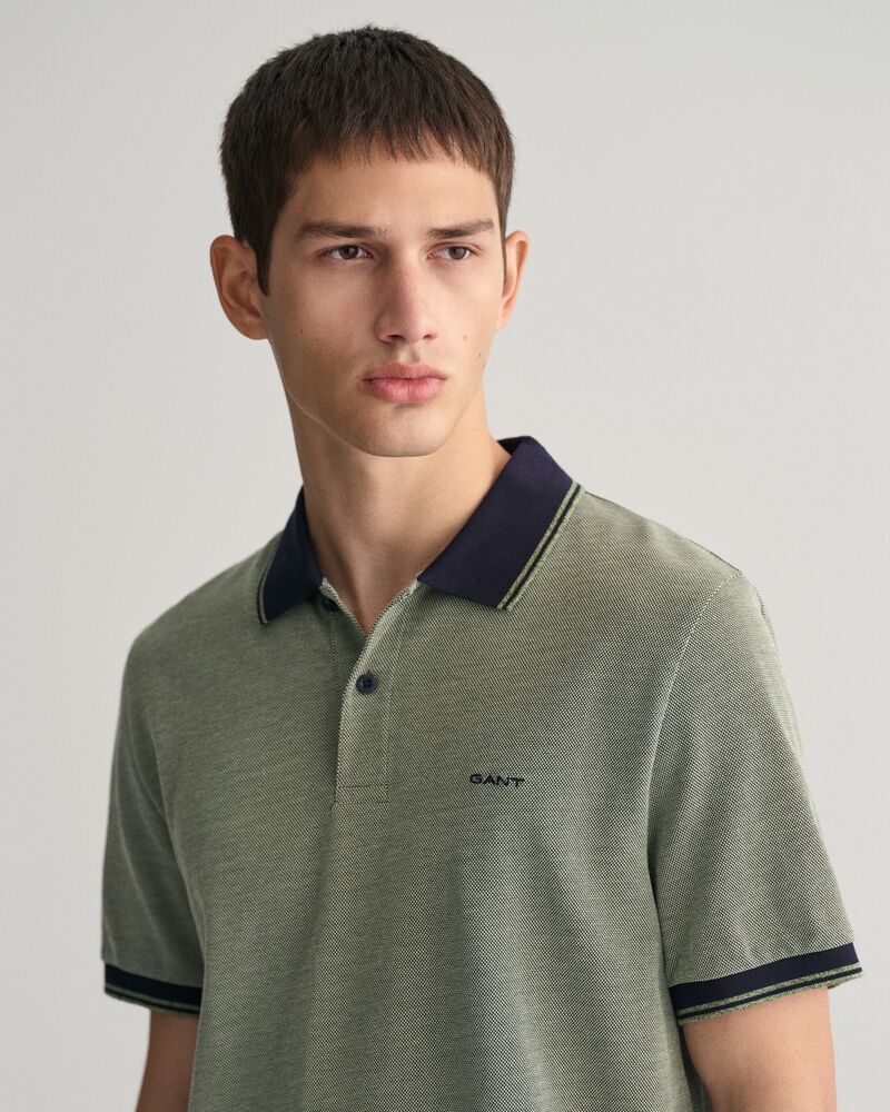 4-Color Oxford Piqué Polo Shirt S / PINE GREEN