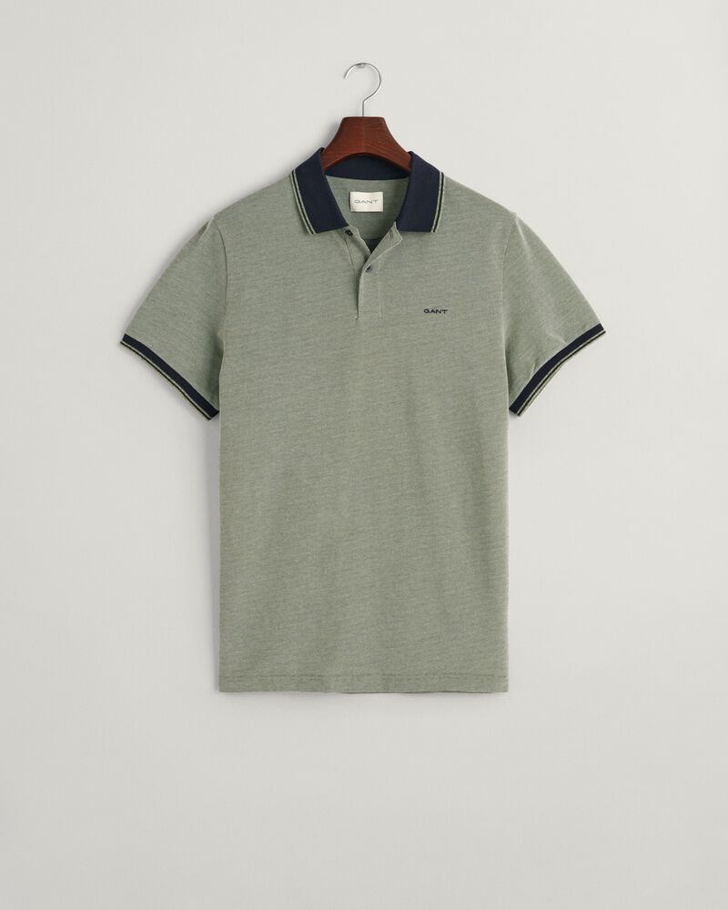 4-Color Oxford Piqué Polo Shirt S / PINE GREEN