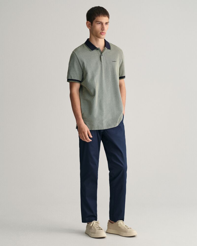 4-Color Oxford Piqué Polo Shirt S / PINE GREEN