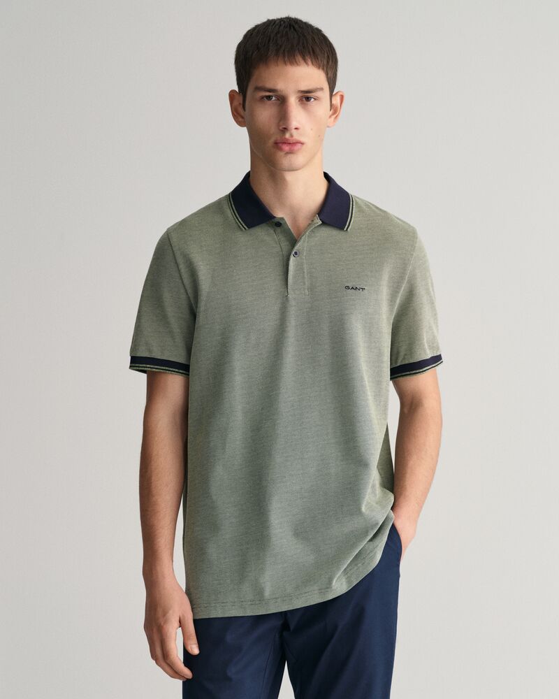 4-Color Oxford Piqué Polo Shirt S / PINE GREEN