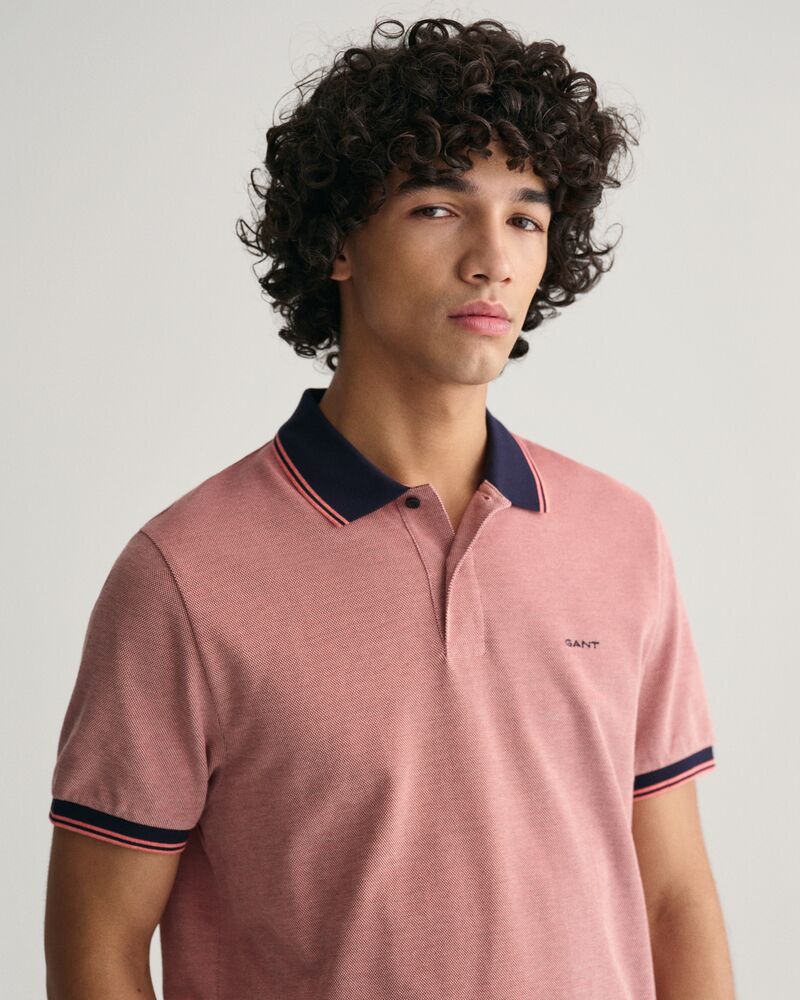 4-Color Oxford Piqué Polo Shirt S / SUNSET PINK