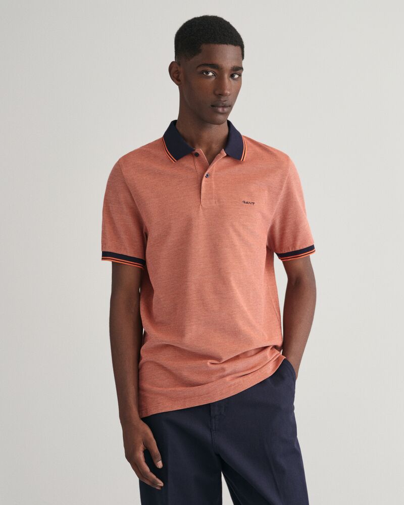 4-Color Oxford Piqué Polo Shirt S / SWEET ORANGE