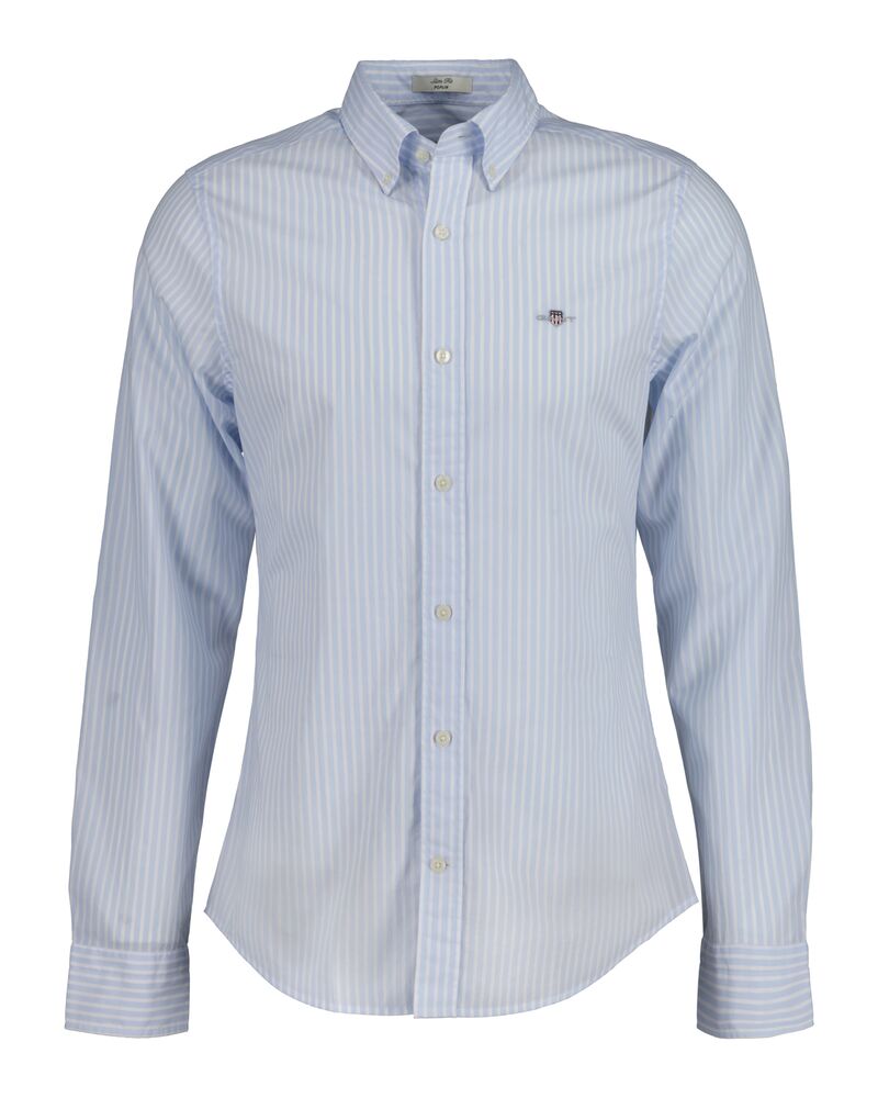 Slim Fit  Classic Short Sleeve  Striped Poplin Shirt