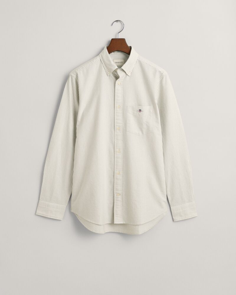 Regular Fit Banker Stripe Classic Oxford Shirt Milky Matcha / S