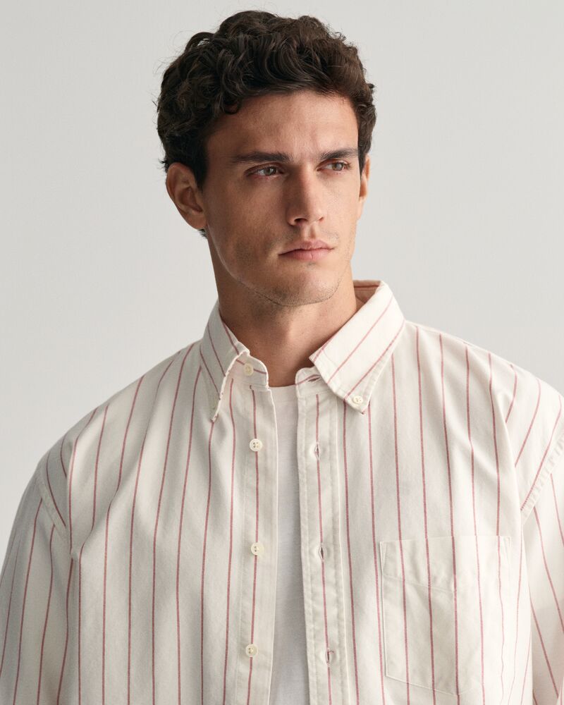 Relaxed Fit Striped Heritage Oxford Shirt Eggshell / S