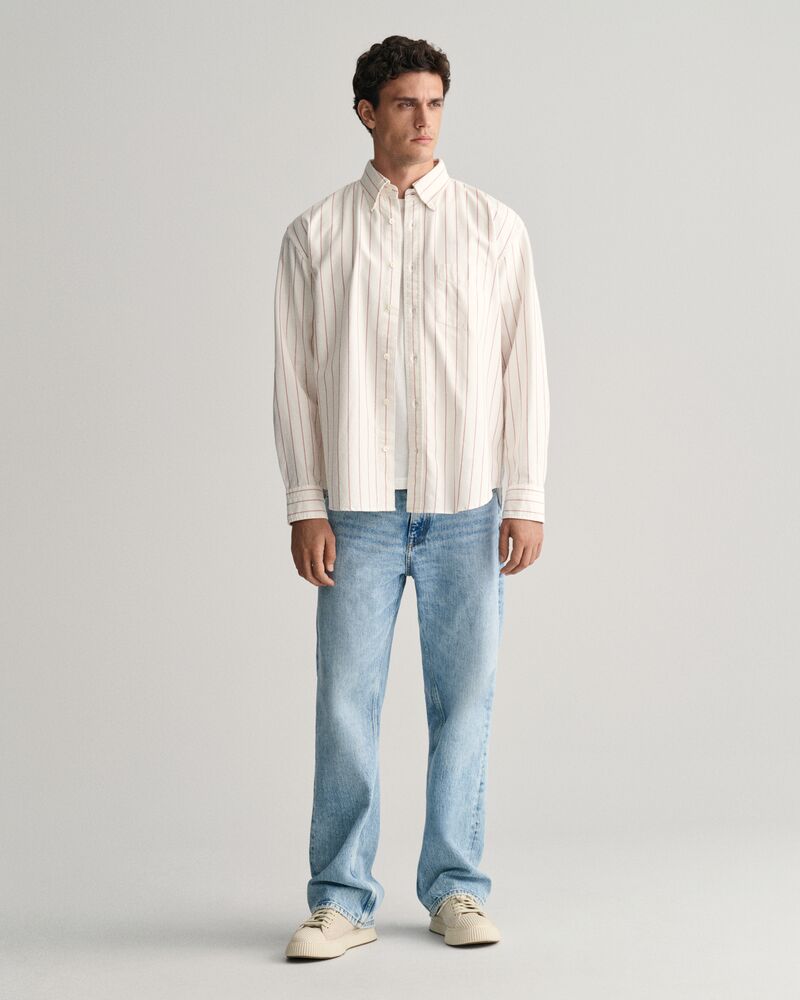 Relaxed Fit Striped Heritage Oxford Shirt Eggshell / S