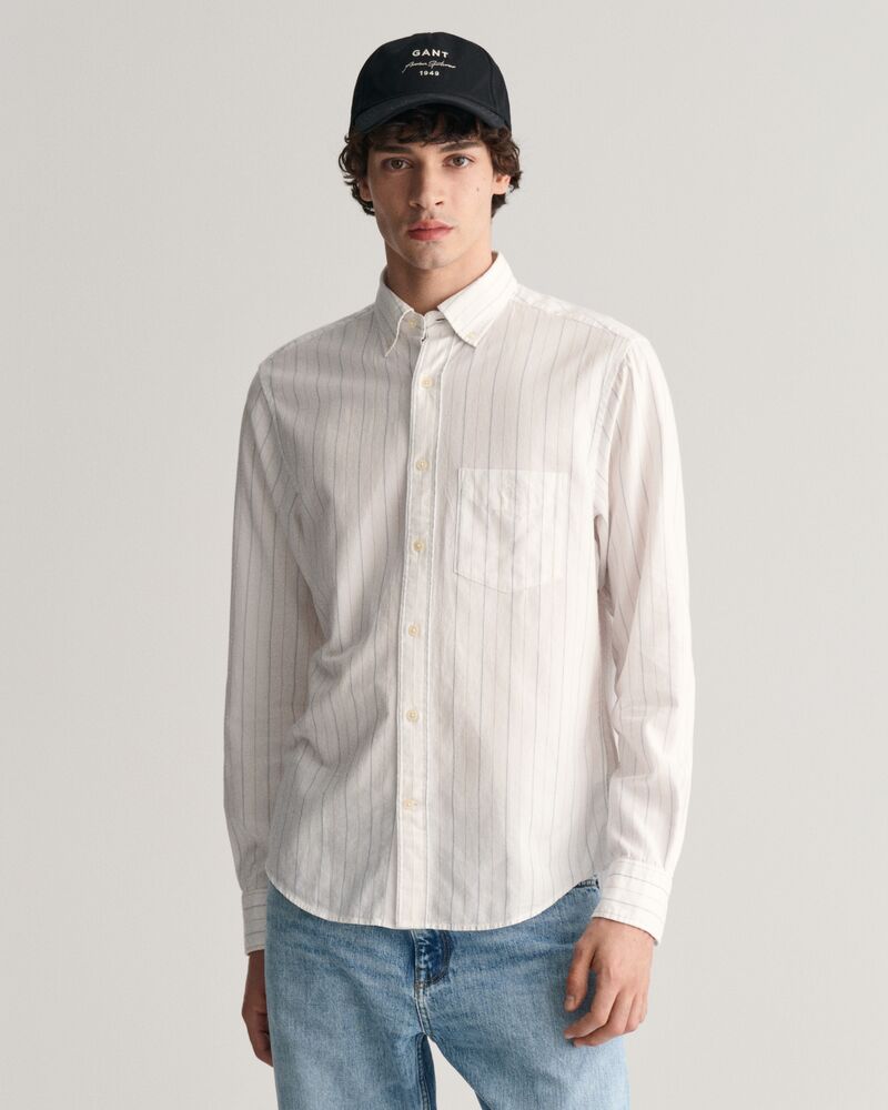 Regular Fit Striped Archive Oxford Shirt S / EGGSHELL