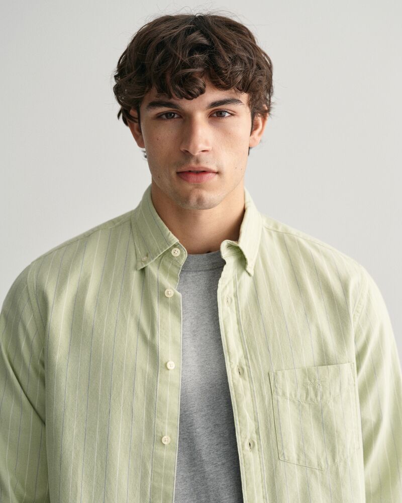 Regular Fit Striped Archive Oxford Shirt S / MILKY MATCHA