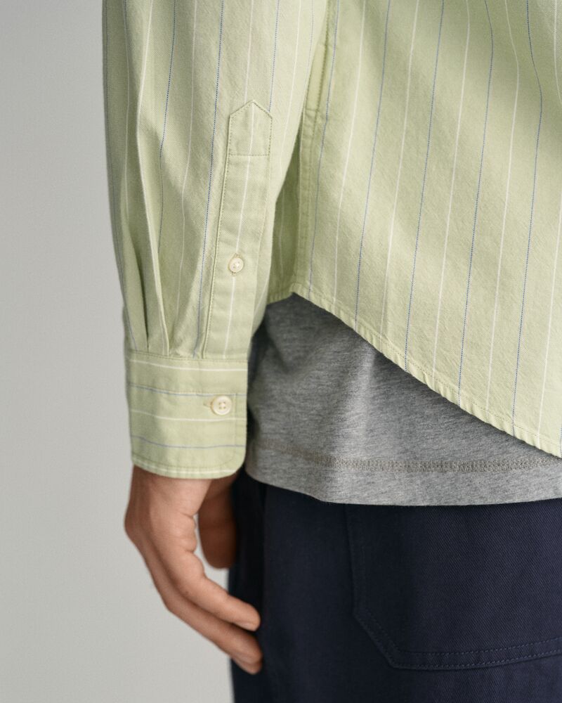 Regular Fit Striped Archive Oxford Shirt S / MILKY MATCHA