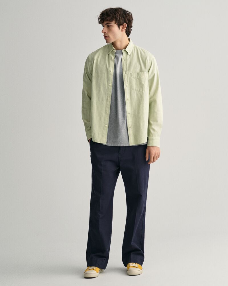 Regular Fit Striped Archive Oxford Shirt S / MILKY MATCHA