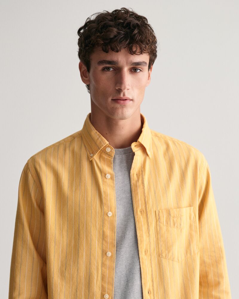 Regular Fit Striped Archive Oxford Shirt S / MEDAL YELLOW