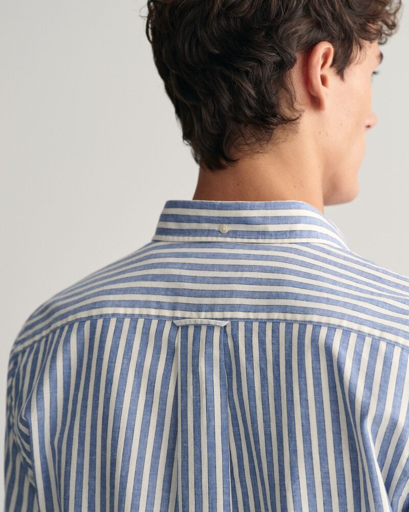 Regular Fit Striped Cotton Linen Shirt Rich Blue / S