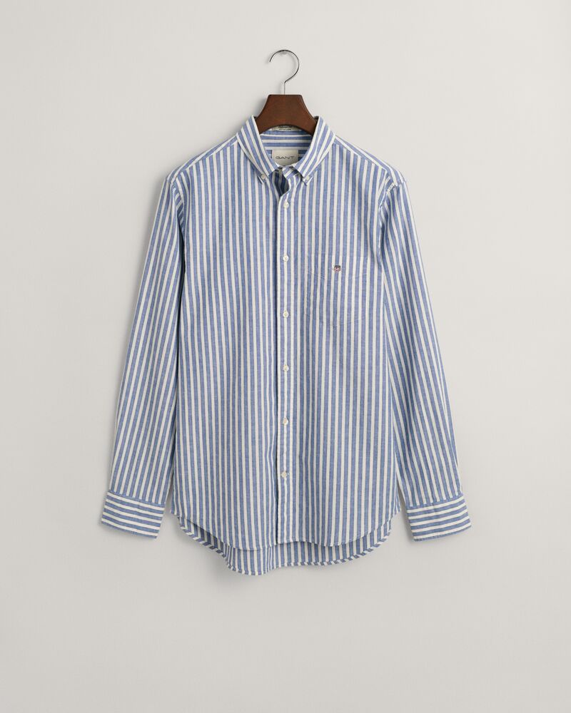 Regular Fit Striped Cotton Linen Shirt Rich Blue / S