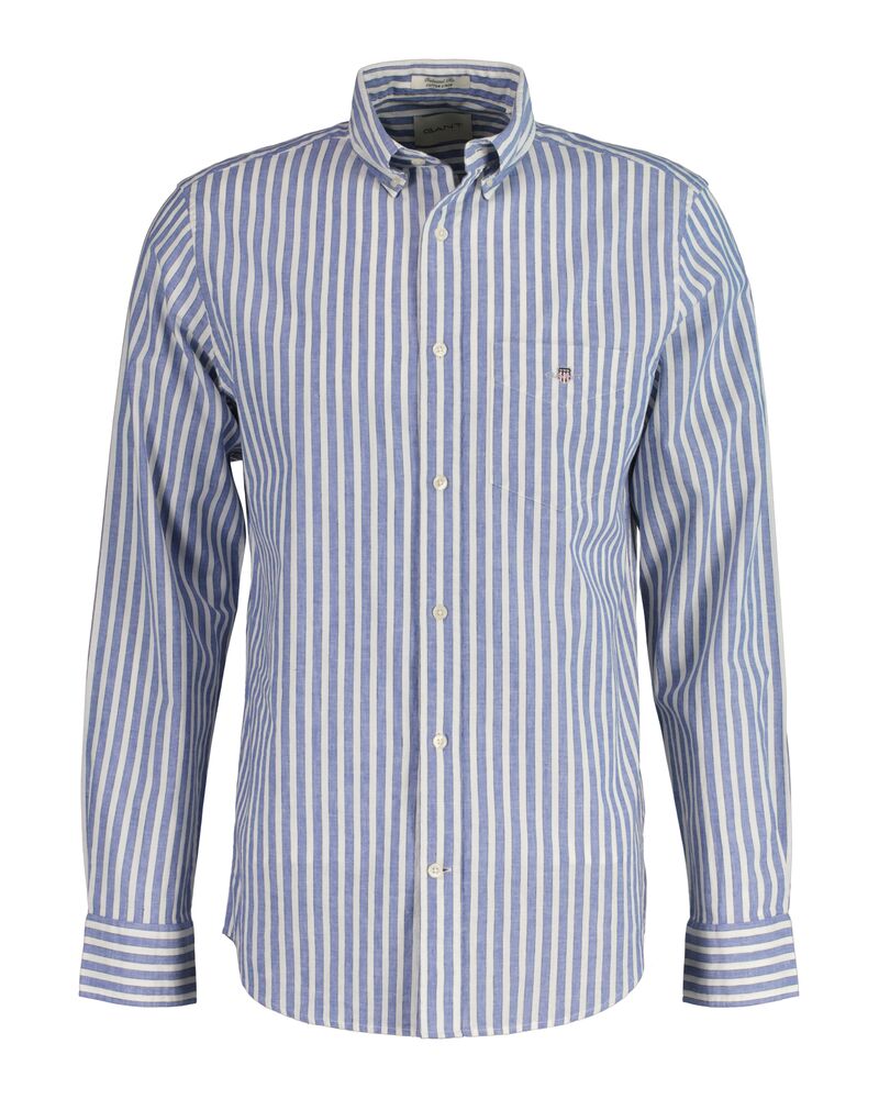 Regular Fit Striped Cotton Linen Shirt Rich Blue / S