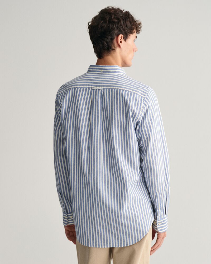 Regular Fit Striped Cotton Linen Shirt Rich Blue / S