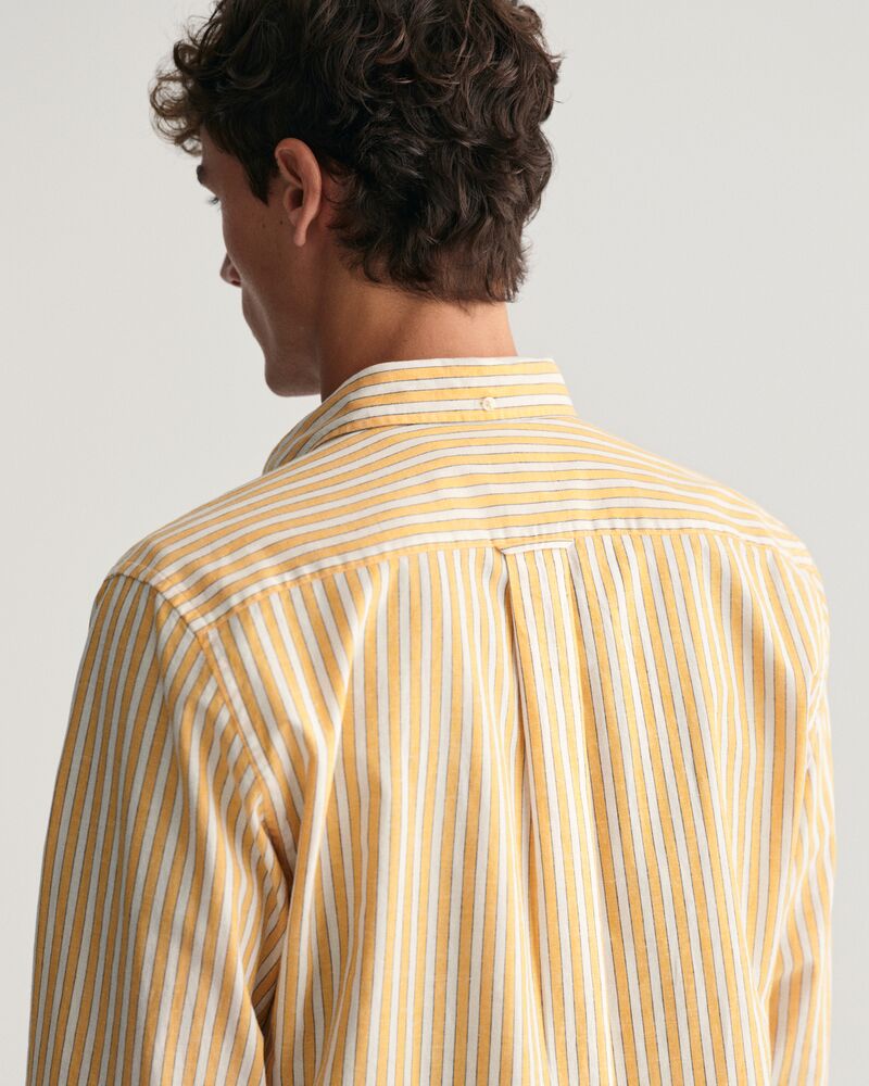 Regular Fit Striped Cotton Linen Shirt Medal Yellow / S