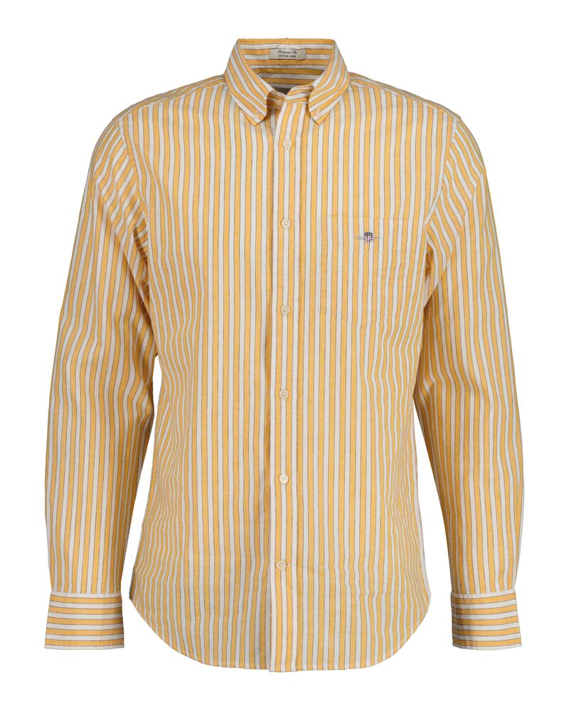 Regular Fit Striped Cotton Linen Shirt Medal Yellow / S