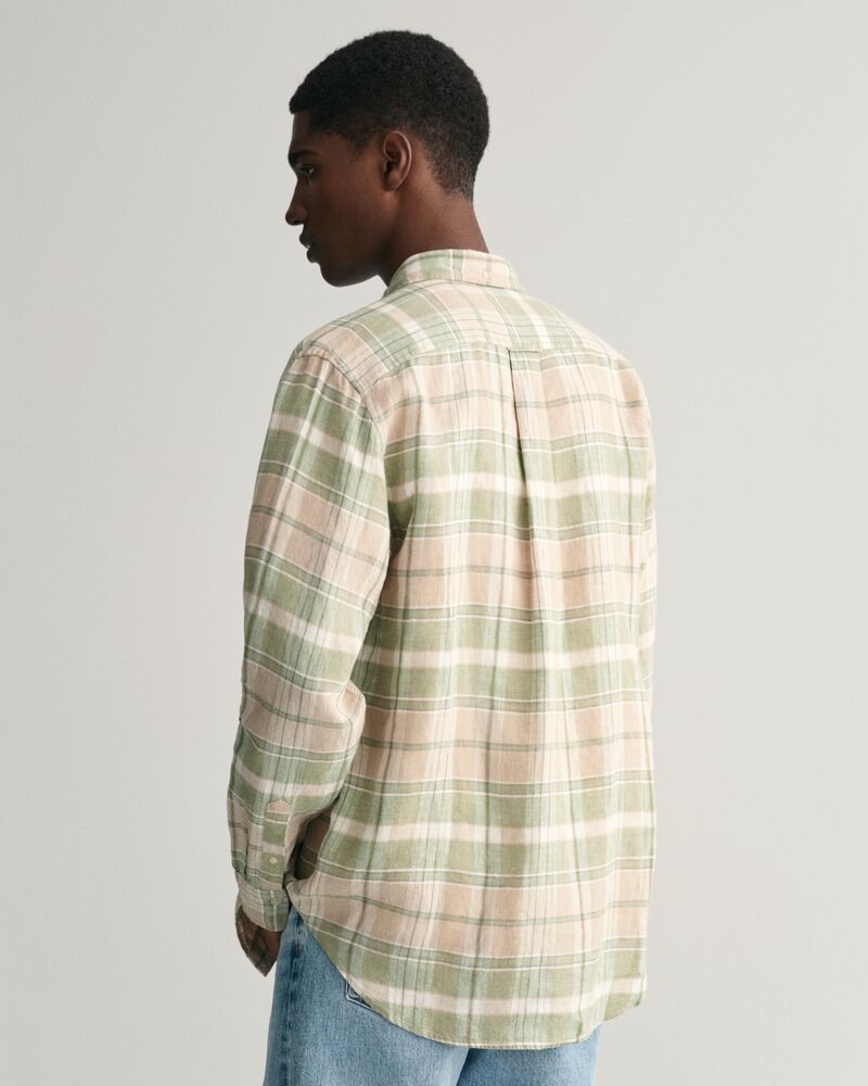 Regular Fit Madras Linen Shirt Dry Sand / S