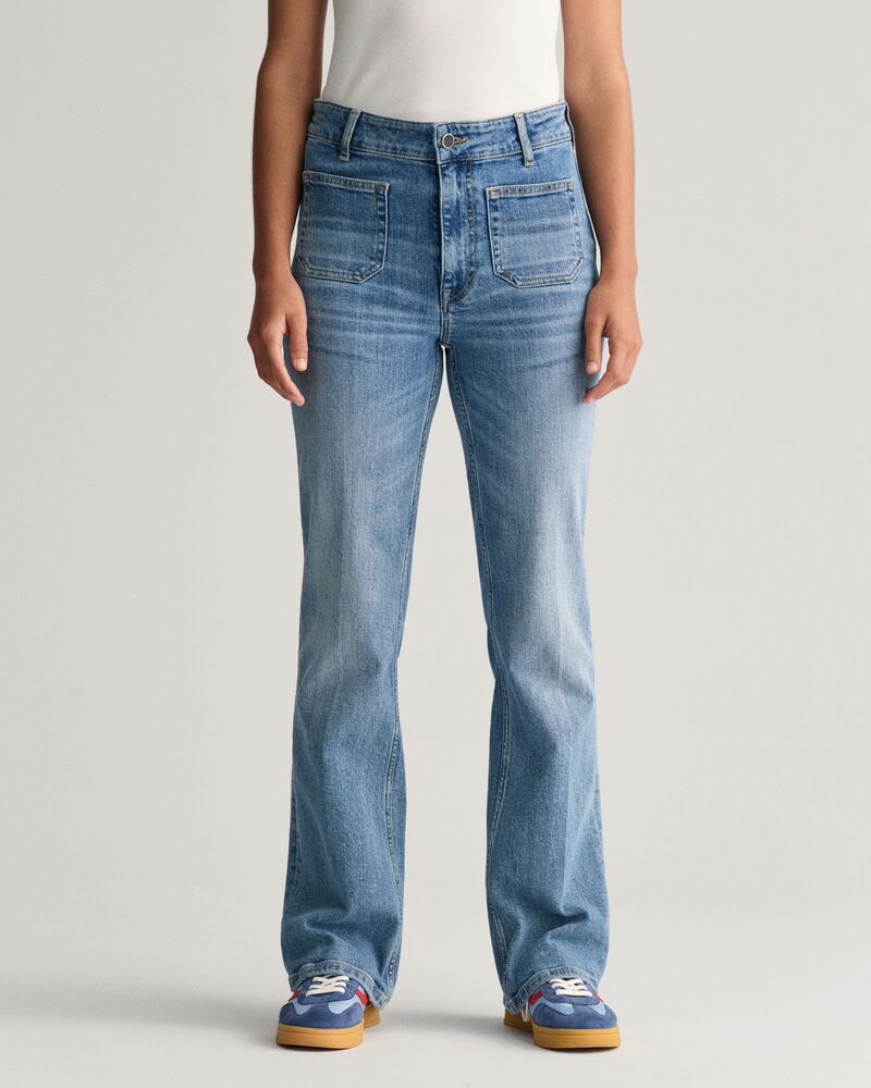 Slim Fit Flared Jeans Semi Light Blue Worn In / 27