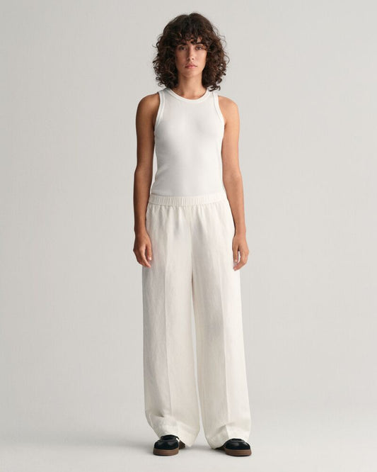 Relaxed Fit Linen Blend Pull-On Pants 34 / EGGSHELL