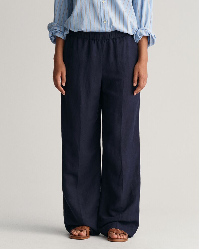 Relaxed Fit Linen Blend Pull-On Pants 34 / EVENING BLUE