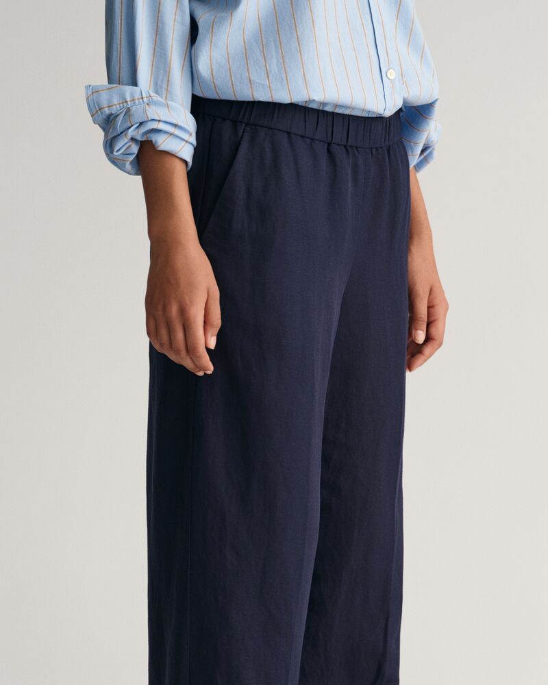 Relaxed Fit Linen Blend Pull-On Pants 34 / EVENING BLUE