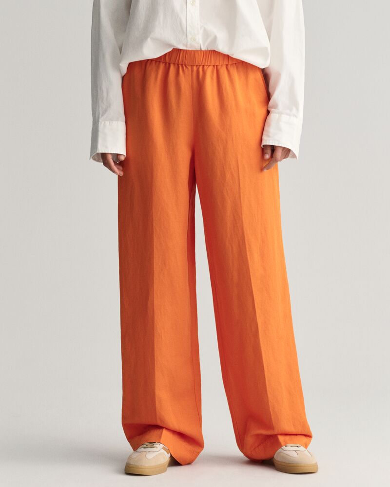 Relaxed Fit Linen Blend Pull-On Pants 34 / PUMPKIN ORANGE