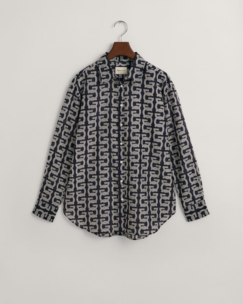 Relaxed Fit G Patterned Cotton Silk Shirt Evening Blue / 32