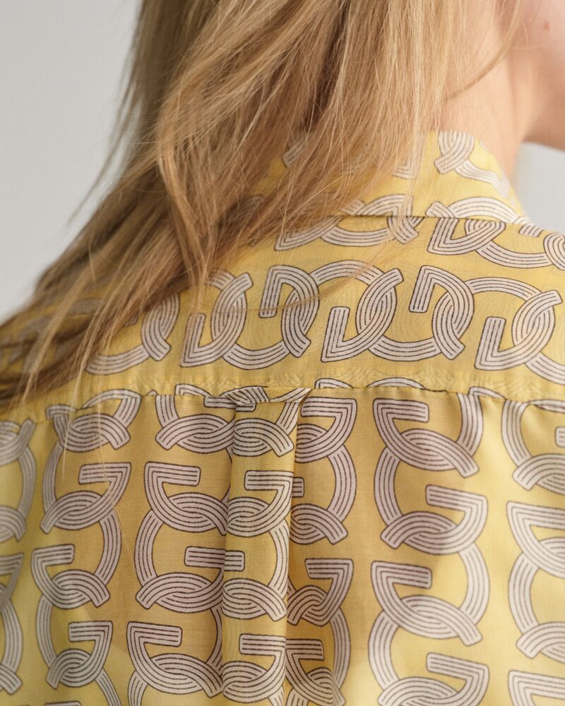 Relaxed Fit G Patterned Cotton Silk Shirt Dusty Yellow / 32